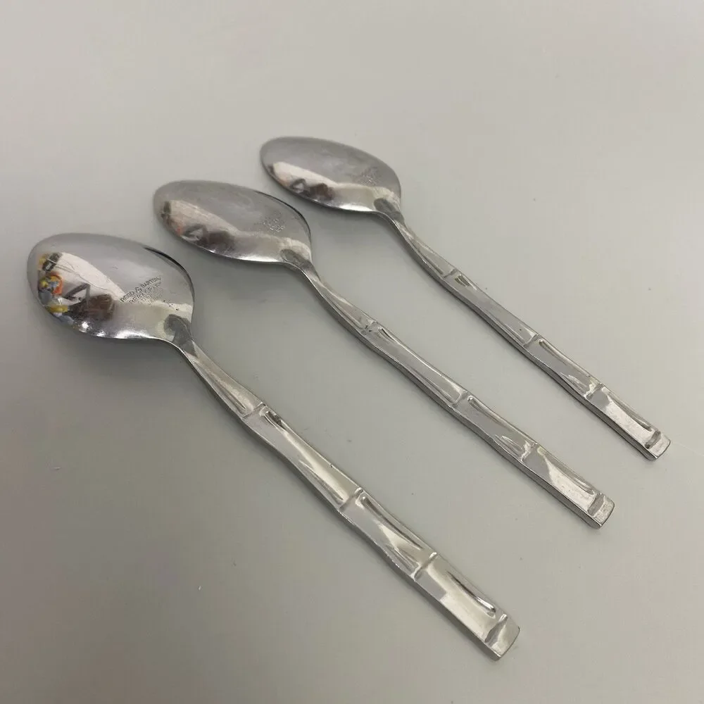 Reed & Barton Rebacraft Bamboo Teaspoons Set of 3 Stainless Steel Japan Flatware